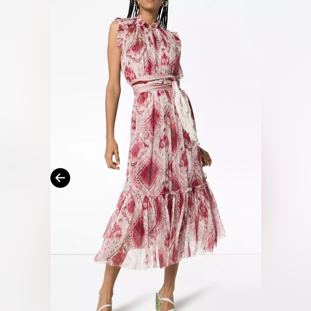 Zimmermann Pink and White Printed Maxi Dress